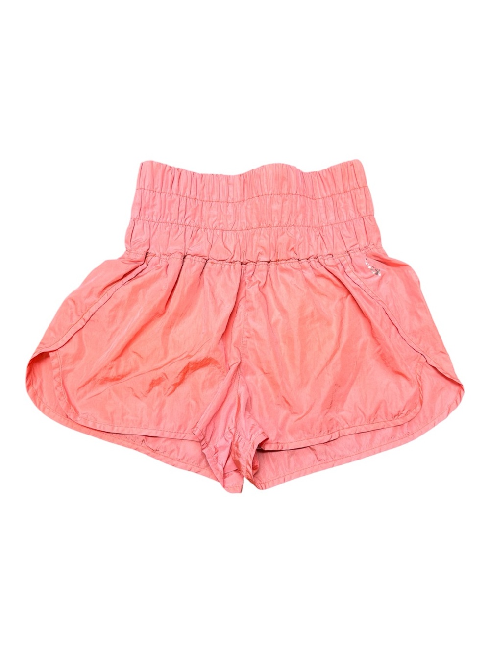 FP Movement The Way Home Shorts Neon Coral Smocked Waist Running Shorts Size S - Picture 2 of 6